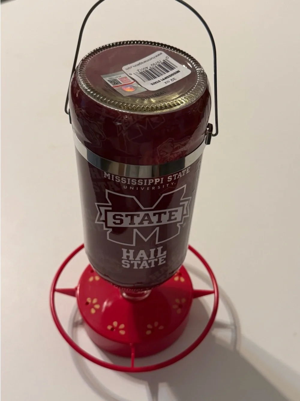 Mississippi State Maroon Glass Hummingbird Feeder